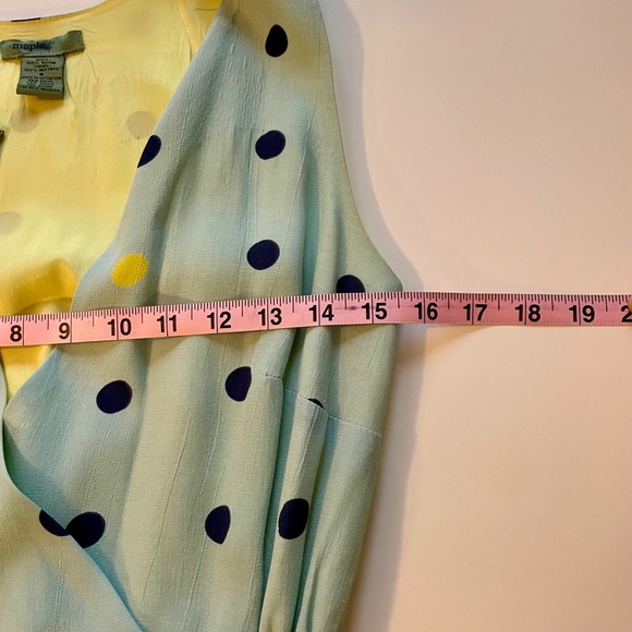 Anthropologie Maple Across The Land Wrap Dress Polka Dot Blue Yellow - Size 2/4 - Picture 12 of 14